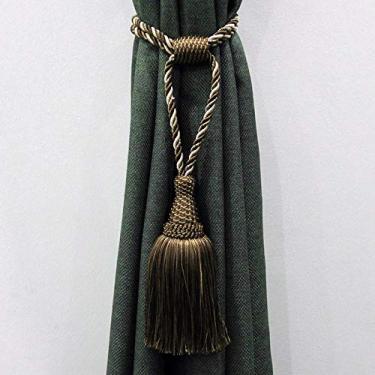 Imagem de Borlas Cortina Tieback Ouro Pendurado Bola Trança Corda Retenção Janela Cortina Acessórios para Quarto Cortinas Suporte Fivela Cinta, Café escuro, 1 peça