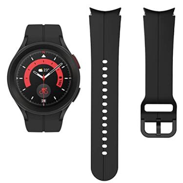 Imagem de Pulseira de relógio de 20 mm, compatível com Samsung Galaxy Watch 5 40 mm 44 mm/5 Pro 45 mm/4 40 mm 44 mm/4 pulseira de silicone esportiva respirável para homens e mulheres, preto oficial