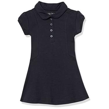 Imagem de Nautica Vestido polo de manga curta de uniforme escolar para meninas, Costura azul marinho/princesa, 10