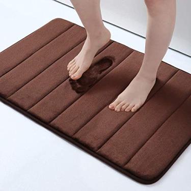 Imagem de SHENGANG Tapete de banho de espuma de memória antiderrapante tapete macio para os pés decoração protetor de chão tapete de banheiro absorvente, 31,60x120cm