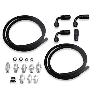 Imagem de Bomba de direção hidráulica universal para caixa de engrenagens ou rack e pinhão e retornar ao kit de mangueira do reservatório - Compatível com LS Swap LS1 LS3