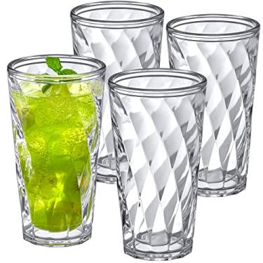 Imagem de Amazing Abby - Alps – Copos de plástico isolados de 650 ml (conjunto de 4), copos de plástico de parede dupla, bolas altas totalmente transparentes, copos de plástico reutilizáveis, livre de BPA, à prova de estilhaços, lavável na máquina de lavar louça