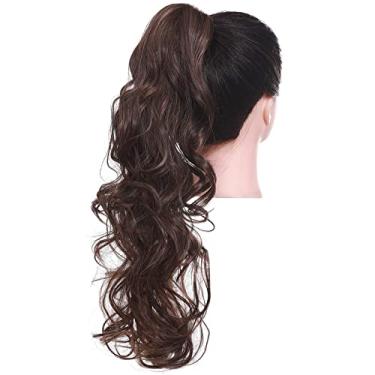 Imagem de Extensão de cabelo Uleeso de rabo de cavalo ondulado, 60 cm, grampear na garra, rabo de cavalo, peças de cabelo sintético para mulheres e meninas – marrom gengibre 2/30