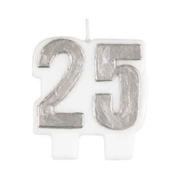 Imagem de Vela de aniversário com número 25 prata