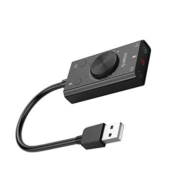 Imagem de MOOKEENONE 1 x placa de som USB externa, ID de LED, placa de som USB externa, microfone estéreo, fone de ouvido, adaptador de cabo de 3,5 mm, interruptor de mudo ajuste de volume unidade livre