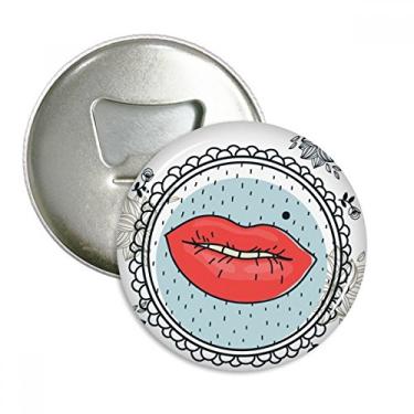 Imagem de Moldura de folha de flor labial abridor de garrafas com padrão de desenho animado ímã de geladeira emblema multifuncional