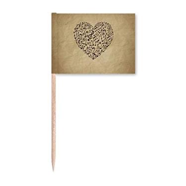 Imagem de Textura de papel coração notas musicais palito bandeiras marcadoras decoração de festa