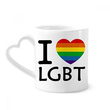 Imagem de Caneca LGBT de arco-íris transgêneros bissexuais transgêneros café cerâmica copo de coração de vidro