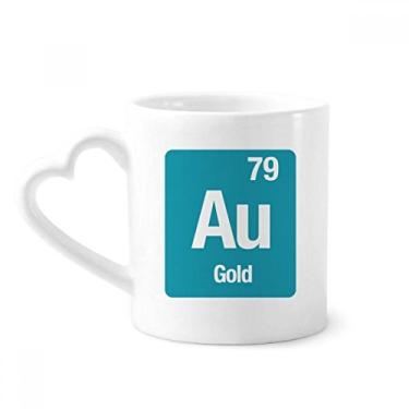 Imagem de Au Gold Chemical Element Caneca de café cerâmica copo de coração de vidro