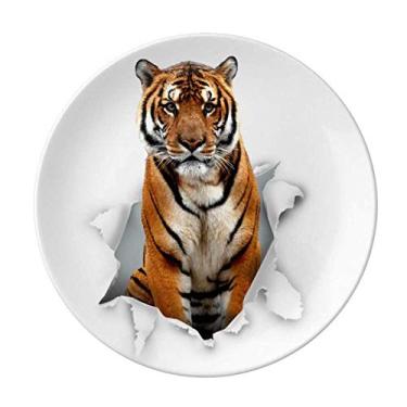 Imagem de Animal Paper Breaks Shock Tigers Prato decorativo de porcelana Salver Louça Prato de jantar