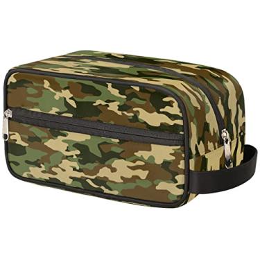 Imagem de Bolsa de higiene pessoal de viagem, kit Dopp de bola de textura de softbol organizador de cosméticos bolsa de maquiagem bolsa de barbear de chuveiro para homens mulheres, Camuflagem verde, One Size
