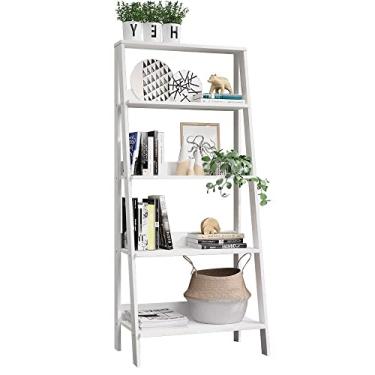 Imagem de Estante Escada para Livros com 4 Prateleiras Madesa Branco