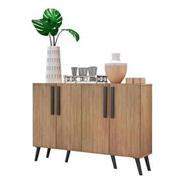 Imagem de Aparador Buffet 4 Portas com Pés Retrô Viena Multimóveis Rustic/preto