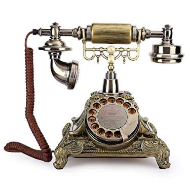 Imagem de Junluck Telefone Antigo – Telefone Fixo Retrô/Vintage Antigo Telefone de Mesa para Casa com Mostrador Rotativo Telefone para Decoração de Casa/Hotel/Escritório/Quarto