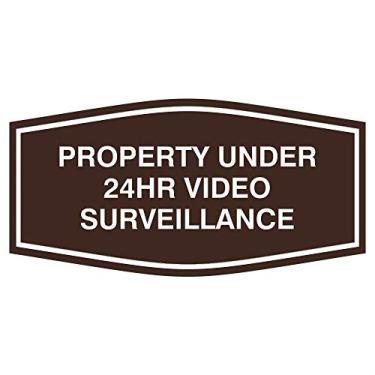 Imagem de All Quality Placa de vigilância por vídeo Fancy Property Under 24Hr | Placa de segurança de propriedade com fácil instalação | Monitoramento de segurança 24 horas por dia, 7 dias por semana (marrom