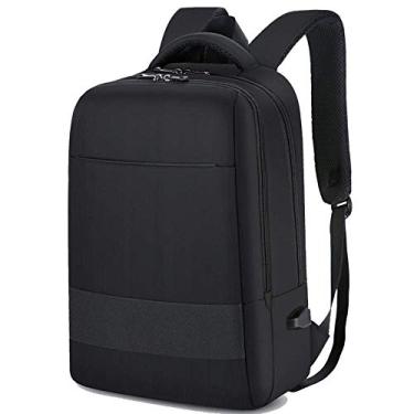 Imagem de Mochila para laptop resistente ao desgaste à prova d'água Mochila de carregamento USB para viagens de lazer em tecido Oxford Bolsa para computador, preta