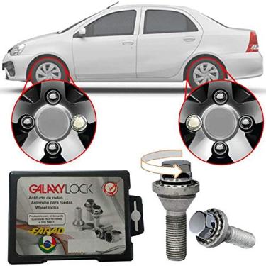 Imagem de Trava Antifurto Anti Roubo de Roda Parafuso Porca Farad Galaxylock Toyota Etios Sedan 2013 à 2019 Com Mais de 10.000 Segredos 382/M