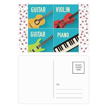 Imagem de Violino Violino Combinação Padrão Natal Flor Celebração Cartão Postal Blessing Mailing Card