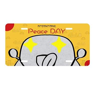 Imagem de DIYthinker Placa de licença Eyes Send Forth Black Happy para decoração de carro, dia da paz
