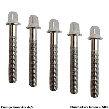 Imagem de Parafuso de afinação para Bateria - Caixa/Tom/Surdo 6mm X 4,5cm(5Unid.)