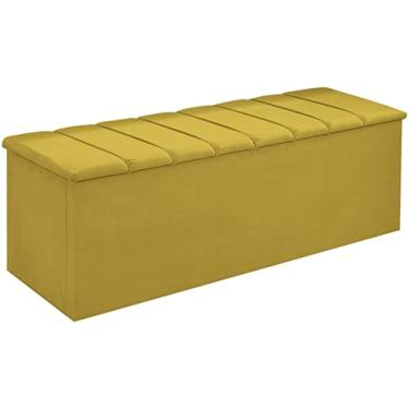 Imagem de Calçadeira Baú Cancun Para Cama Box Queen 160 cm Suede Amarelo - LM DECOR