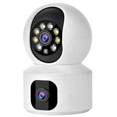 Imagem de Câmera WiFi interna, câmera IP de segurança de lente dupla Smart Home PTZ HD 4MP com visualização de 360° e rastreamento automático Detecção de movimento Visão noturna em cores.