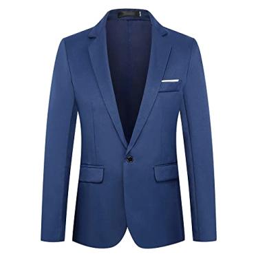 Imagem de Dressnu Terno de negócios masculino primavera e outono jaqueta masculina casual slim, Azul royal, XG