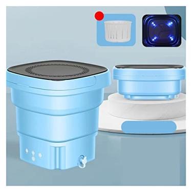 Imagem de Poderosa máquina de lavar portátil pequena máquina de lavar portátil dobrável com balde de secador para roupas meias roupa interior arruela de limpeza mini pequena máquina de lavar (cor: azul celeste)