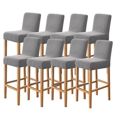 Imagem de Capas de banco de balcão de pub, capa de banco de barra de cor lisa de poliéster removível lavável com fundo elástico reutilizável capas de assento de banco de barra (Color : Medium gray, Size : 8pc
