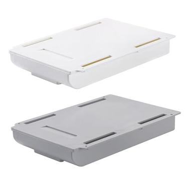 Imagem de BESTOYARD 4 Peças De Armazenamento Para Mesa De Casa Cinza Gaveta De Mesa Auto-Lápis Branco + Gavetas De Armazenamento De Mesa De Cozinha Artigos De Papelaria De Slides Ocultos Caixas