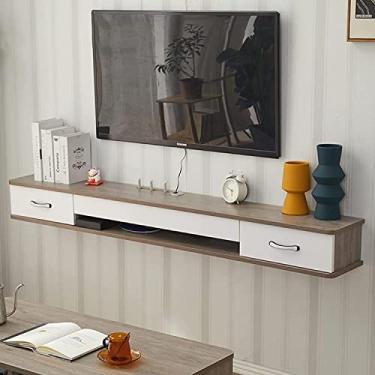 Imagem de Suporte de TV flutuante montado na parede, unidade de armário de TV montada na parede, suporte de TV flutuante, prateleira de armazenamento multimídia para sala de estar quarto Olá