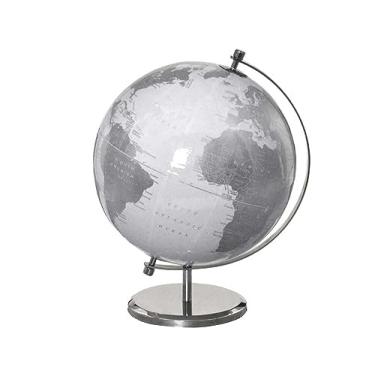 Imagem de Globo Terrestre Decorativo De Mesa Branco e Prata 34cm