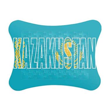 Imagem de Moldura de quebra-cabeça com nome da bandeira do país do Cazaquistão Decoração de imagem Enfeite de jogo de quebra-cabeça