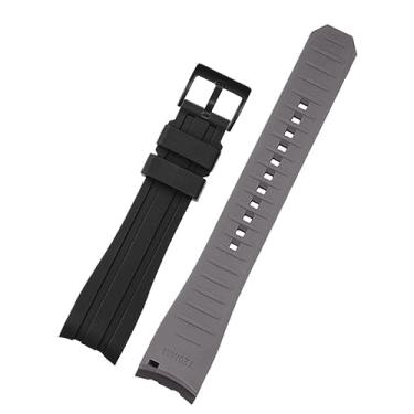 Imagem de WIKUNA Cor dupla para Rolex Citizen Seiko pulseira de silicone acessórios para relógios masculinos arco boca pulseira pulseira cinto de relógio 20mm 22mm pulseiras (cor: preto cinza
