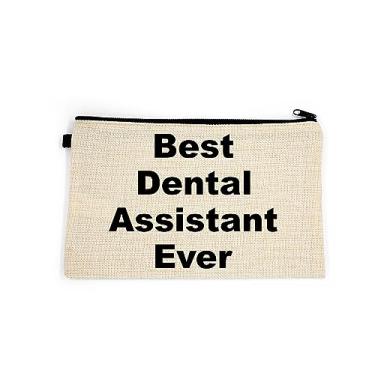Imagem de Bolsa de maquiagem de assistente dental, presente para assistente dental, melhor assistente dentário de todos os tempos, bolsa de higiene pessoal, para ela, bolsa de maquiagem para mulheres, bolsa de , Branco