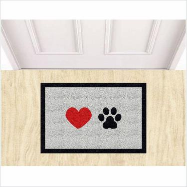 Imagem de Tapete Capacho Pata Coração, Medida Porta. Cor Prata