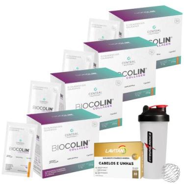 Imagem de Kit 04X Biocolin - Collagen 7G 30 Sachês - Central Nutrition + Cabelos