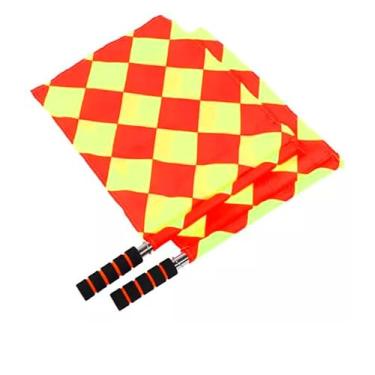 Imagem de Par Bandeira Xadrez De Arbitro Auxiliar Juiz Bandeirinha de Futebol