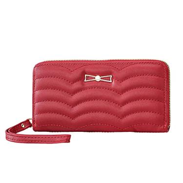 Imagem de MYNKYLL Moda feminina carteira longa carteira gravata borboleta bolsa com zíper vários slots de cartão bolsa de mão carteiras meninos, Vermelho, One Size
