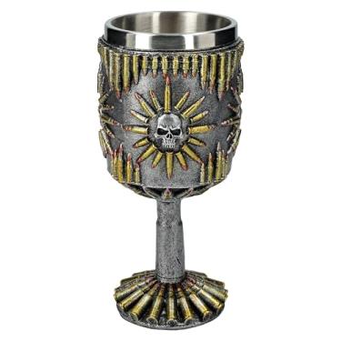 Imagem de PT Bullets Skull Face Collectible Resin Figurine Drinkable Goblet with Removable Stainless Steel Inner