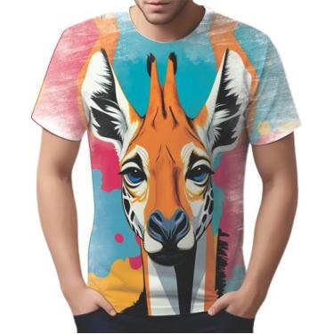Imagem de Camiseta Camisa Tshirt Animal Savana Girafa Pop Art Retrato - Enjoy Sh
