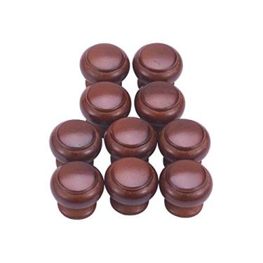 Imagem de Bettomshin Puxadores redondos de madeira 10 peças 26,8 x 25 mm/1,06" x 0,98" (DxA) móveis de armário cozinha puxadores de verniz puxadores para gaveta de cômoda guarda-roupa material de madeira maciça