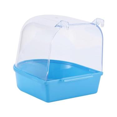 Imagem de Baoblaze pendurado banheira pet pássaro enjaulado caixa de banho tigela de chuveiro de água para canários periquitos pequenos pássaros, Azul escuro