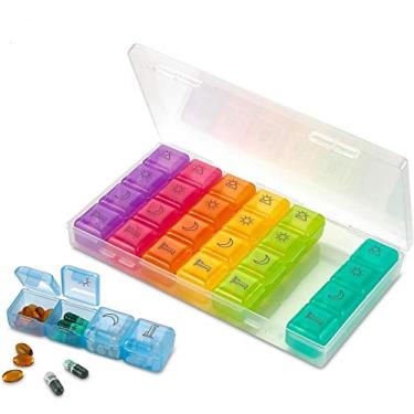 Imagem de Organizador semanal de comprimidos - Caixa de comprimidos de 4 compartimentos Am/pm, caixa de 7 dias para grandes doses de medicamentos de viagem para vitaminas e remédios da MEDca