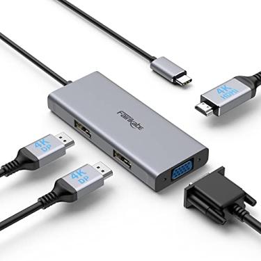 Imagem de Adaptador multiporta USB C para HDMI, 4 em 1 USBC para HDMI VGA Dual DisplayPort MST Hub, adaptador multi display para laptop, estação de acoplamento HDMI para vários monitores