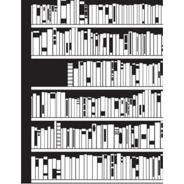 Imagem de Caderno de redação de estante: 21,5 x 28,5 x 28,5 cm diário pautado pautado de papel pautado universitário, capa de estante preta e branca - um presente útil para seus amigos