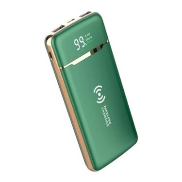 Imagem de Power Bank 10000mAh Magnético por Indução Sem Fio com Carga Rápida 3 Saídas USB Tipo-C e Lightning (Verde)