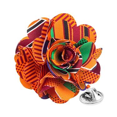 Imagem de Vittorio Vico Broche de lapela floral masculino com estampa de Kente e animal - Boutonniere para homens, broche, 2.5" (6.36CM), Poliéster, Não aplicável