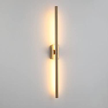 Imagem de Luminária de parede linear para banheiro de 23,6", arandela de tubo longo de alumínio, luminárias de parede de tira ultrafina, iluminação de parede de fundo do corredor, luz atmosférica,