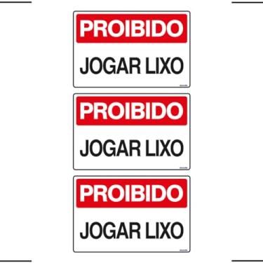 Imagem de Combo 3 Placas De Sinalização Proibido Jogar Lixo 30x20 Ekomunike - P-10 F9e
